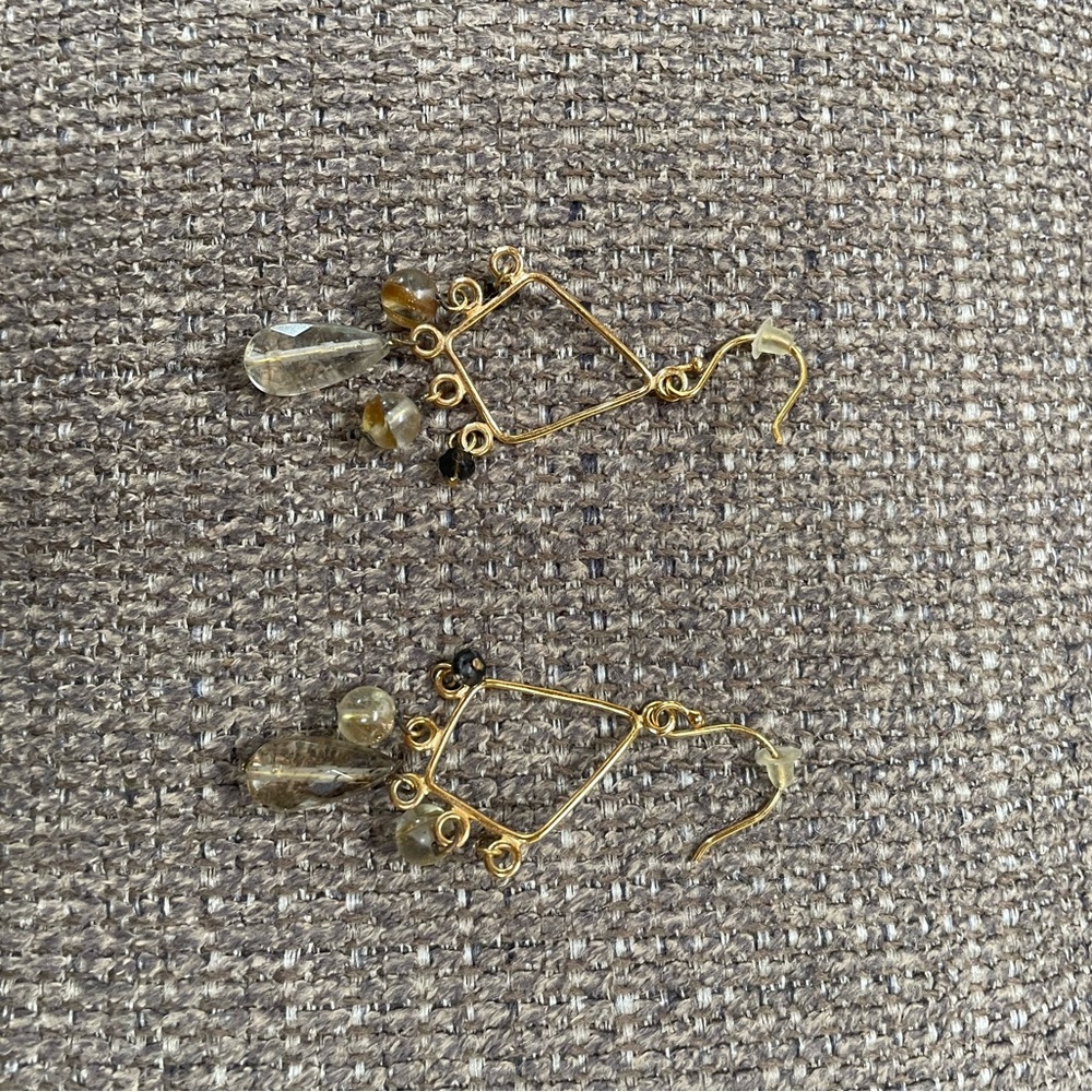 Lord & Taylor Gold and Brown Dangle Earrings